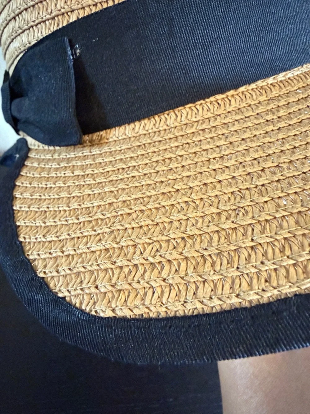 Magid Straw Sun Hat Tan/Natural with Black Ribbon Trim Bow OS New no tag